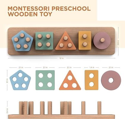 オーダー木製 形状と色 スタッカー 赤ちゃん 男の子と女の子のための玩具の分類とスタッキング