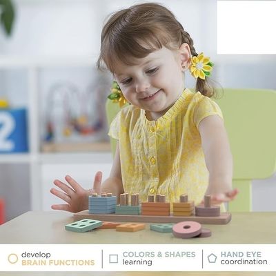 オーダー木製 形状と色 スタッカー 赤ちゃん 男の子と女の子のための玩具の分類とスタッキング