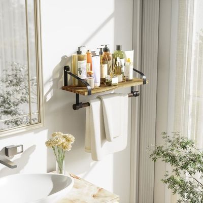 田舎木 8 取れるフック 壁 浮き棚 キッチン 調味料 ラック タオルバー