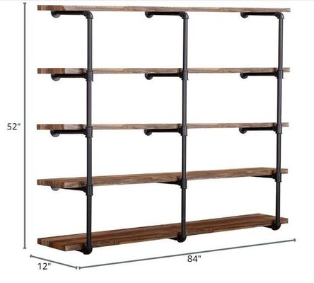 木製産業壁マウント DIYのための鉄管棚 オープンオフィスルーム キッチン本棚