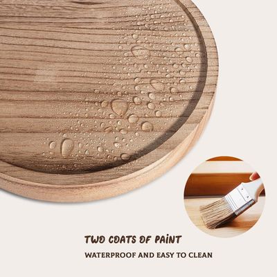 シルクスクリーン印刷 木製の丸い装飾用トレイ 10 インチ 浴室カウンター用の木製のオーガナイザー