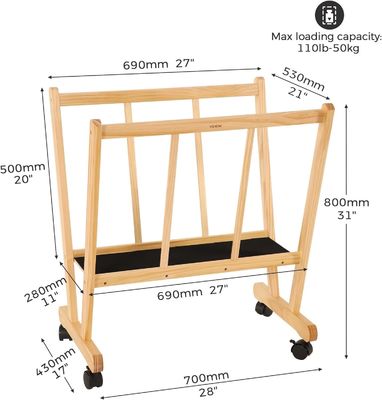 202406 ローリングキャスター付き 木製大型印刷ラック オーダーメイドロゴ 浴室ディスプレイと保管