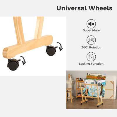 202406 ローリングキャスター付き 木製大型印刷ラック オーダーメイドロゴ 浴室ディスプレイと保管