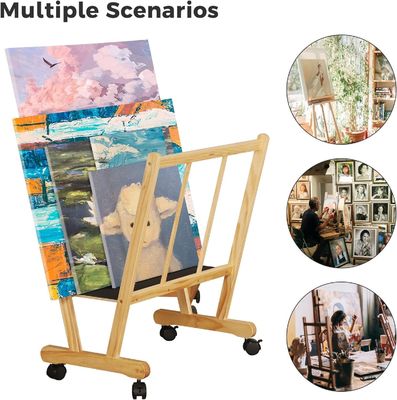 202406 ローリングキャスター付き 木製大型印刷ラック オーダーメイドロゴ 浴室ディスプレイと保管