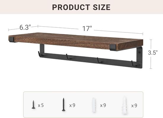 マシッドウッド フローティングラック 子供のキッチンで壁書棚のためのコーヒーバーアクセサリー