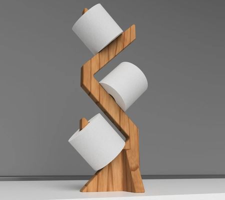 スタイリッシュで機能的な自由立体 トイレットペーパーホルダーのための二階建ての木製棚