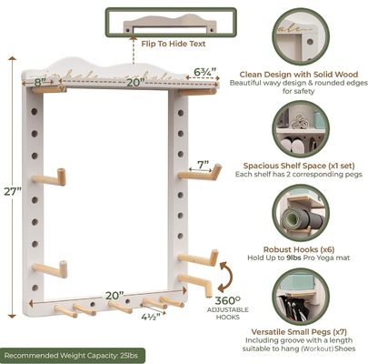 完全にカスタマイズ可能なホームジム壁掛けのための便利な木製ヨガマットオーガナイザー