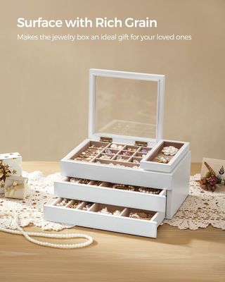 透明な蓋 3 層 木製 宝石箱 定番 貯蔵 需要 向け 矩形 形