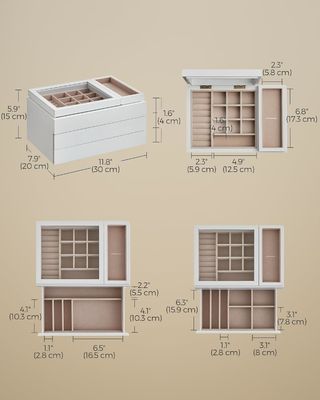 透明な蓋 3 層 木製 宝石箱 定番 貯蔵 需要 向け 矩形 形