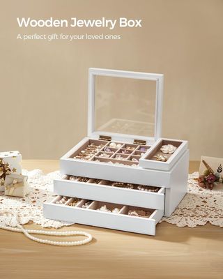 透明な蓋 3 層 木製 宝石箱 定番 貯蔵 需要 向け 矩形 形