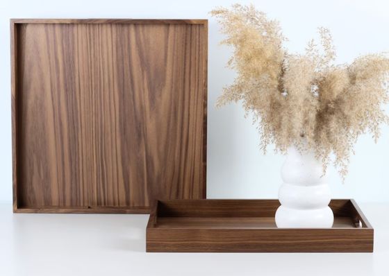 オーダーメイド ロゴ ウォールナット 木製 トレイ 家具 仕立て トレイ ハンドル付き