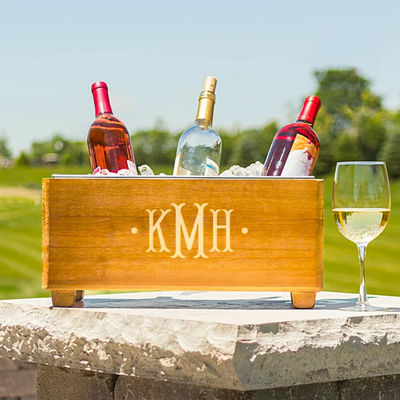 オーダーメイド ロゴ シャンパン クーラー バケツ 記念日 木造 ギフト パーソナライズされたデザイン