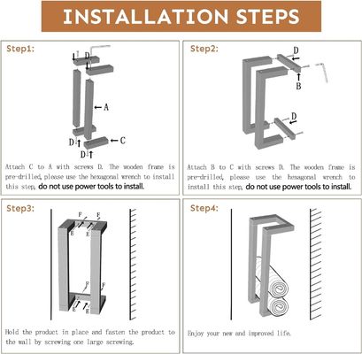 装飾用松の壁に装着された木製タオルラック 浴室用 ローリングタオルオーガナイザー