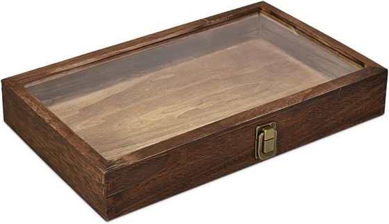 オーダーメイド 天然木の宝石ホルダーボックスのためのLEDの長方形の木製宝石トレイ