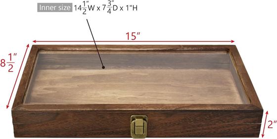 オーダーメイド 天然木の宝石ホルダーボックスのためのLEDの長方形の木製宝石トレイ