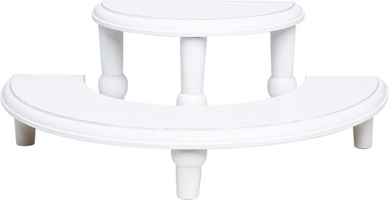 ハーフムーンデザートディスプレイ スタンド 展示コレクションのための2階建ての木製ディスプレイライザー