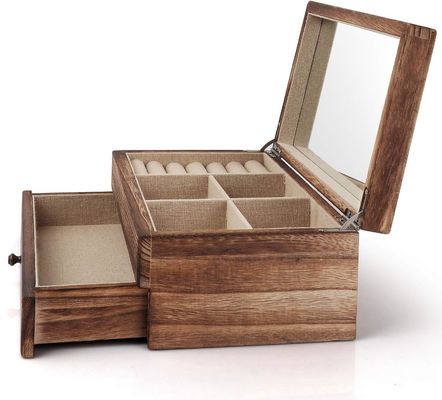 オーダーメイドOemロゴ ミラーリングトレイの木製のジュエリーボックス