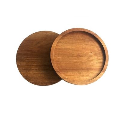丸いコーヒーカップマット 装飾 10X0.9cm アカシア木のコースター