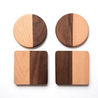 丸いコーヒーカップマット 装飾 10X0.9cm アカシア木のコースター