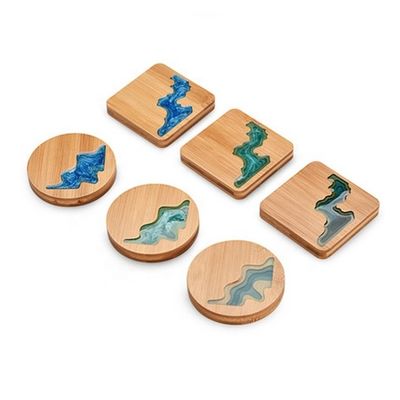 丸いコーヒーカップマット 装飾 10X0.9cm アカシア木のコースター
