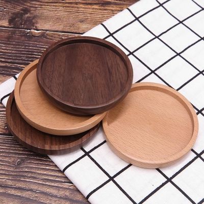 丸いコーヒーカップマット 装飾 10X0.9cm アカシア木のコースター