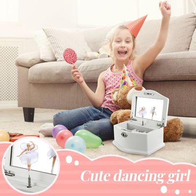 中型 白木 バレリーナ ジュエリー ボックス パーソナライズされた組織のための鏡