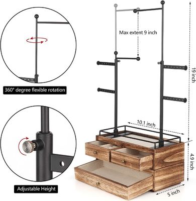 普通の木製の箱 カスタム 6 層 宝石 木のスタンド 2 層 宝石 引き出し 収納