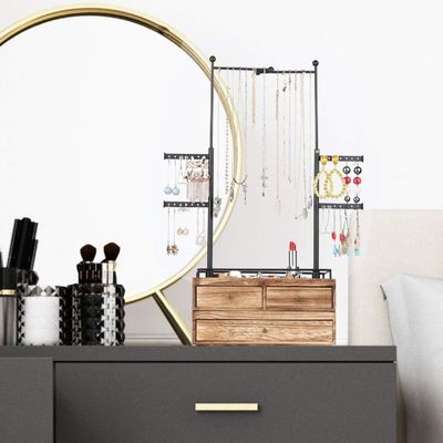 普通の木製の箱 カスタム 6 層 宝石 木のスタンド 2 層 宝石 引き出し 収納