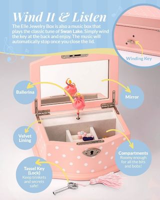 女の子とティーンエイジャーのための手造りのスワンレイク風向き音楽ボックス