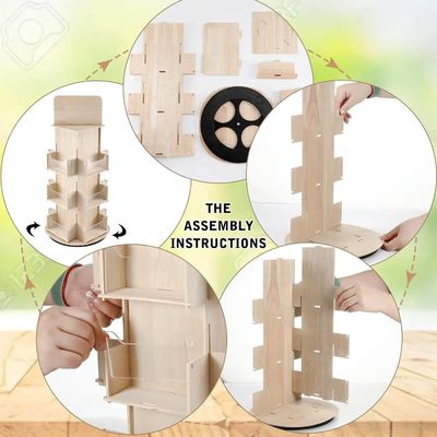 リビングルーム家具 3階 4 サイド 木製回転ディスプレイスタンド 360回転