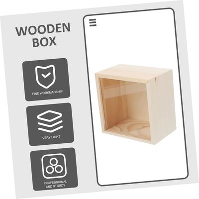 木製の箱 デスクトップアクセサリーケース 飾り木の宝石 透明な蓋 小型ディスプレイ