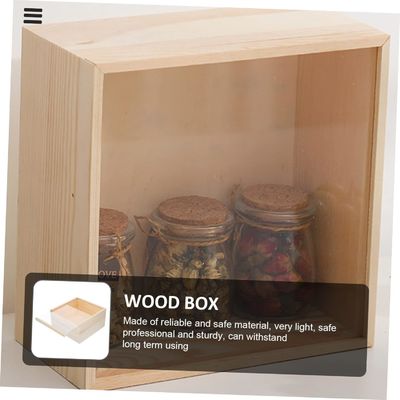木製の箱 デスクトップアクセサリーケース 飾り木の宝石 透明な蓋 小型ディスプレイ