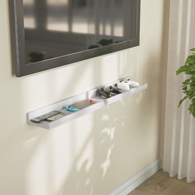 木製のビーズとリップデザイン フローティング・シェルフ 2つのセット モダンホワイト