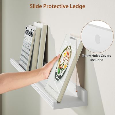 木製のビーズとリップデザイン フローティング・シェルフ 2つのセット モダンホワイト