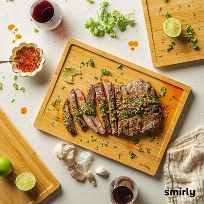 3つの木製の竹の切断板セット 持ち手付きセット 料理体験を向上させる