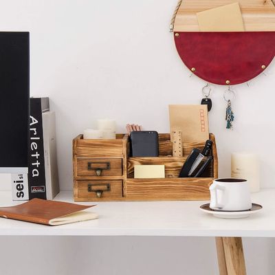 木製のデスクトップ用の手作りテーブルオーガナイザー キャンディー紙カップホルダー 事務用品