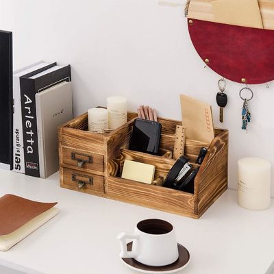 木製のデスクトップ用の手作りテーブルオーガナイザー キャンディー紙カップホルダー 事務用品