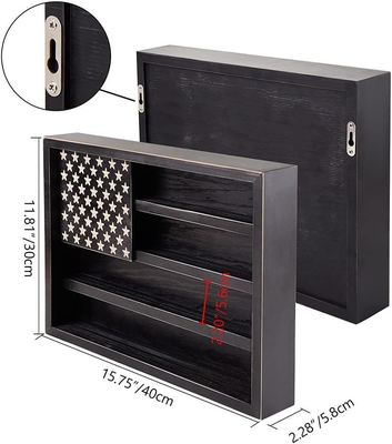 政府の軍事チャレンジ 硬貨ラック ディスプレイ 木製のアメリカ国旗壁飾り