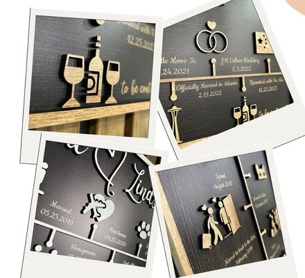 木製の壁飾り パーソナライズされたラブストーリー タイムラインの飾り お願い