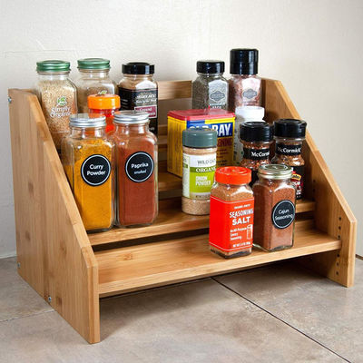 オーガニック 矩形 バンブー キャビネット オーガナイザー 棚 3 ワイヤ 厚さ 中幅