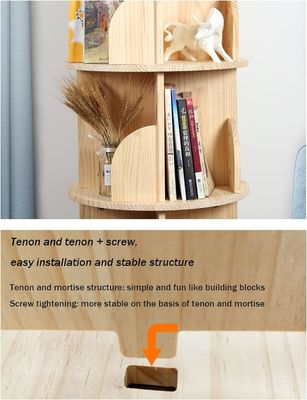 3-5 階児向け回転式本棚 白いリビングの本棚