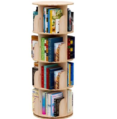 3-5 階児向け回転式本棚 白いリビングの本棚