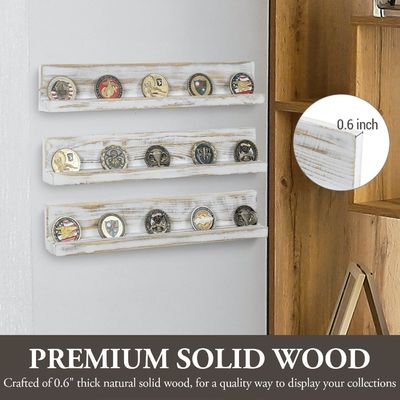 壁掛け ホワイト 洗い 固木 挑戦 コインホルダー 三層 木工