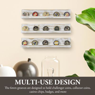 壁掛け ホワイト 洗い 固木 挑戦 コインホルダー 三層 木工