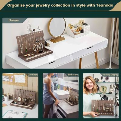 バンブウ ネックレスホルダー 木製 宝石 ディスプレイ ストンド 腕時計 リング イヤリング