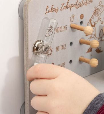 愛のテーマ 子供用歯磨きステーション 木製枠の鏡とスペース節約