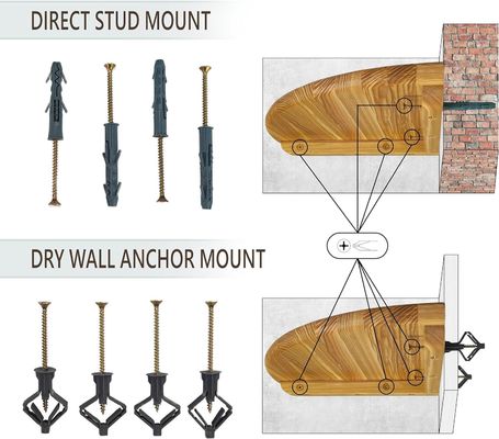 TV アクセサリーと小さな植物写真フレームの保管用の壁掛け木の角棚