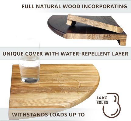 TV アクセサリーと小さな植物写真フレームの保管用の壁掛け木の角棚