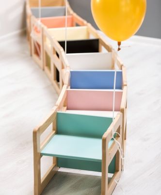 カスタマイズされたロゴ 空間節約機能 202406 モンテッソーリ 木製 多機能椅子