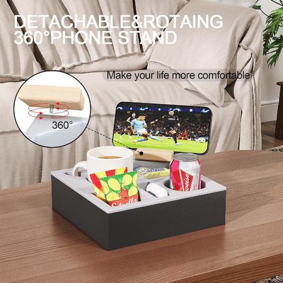 防水 防漏 木製 ソファ カップホルダー トレイ ベッド ソファ オーガナイザー 手作り